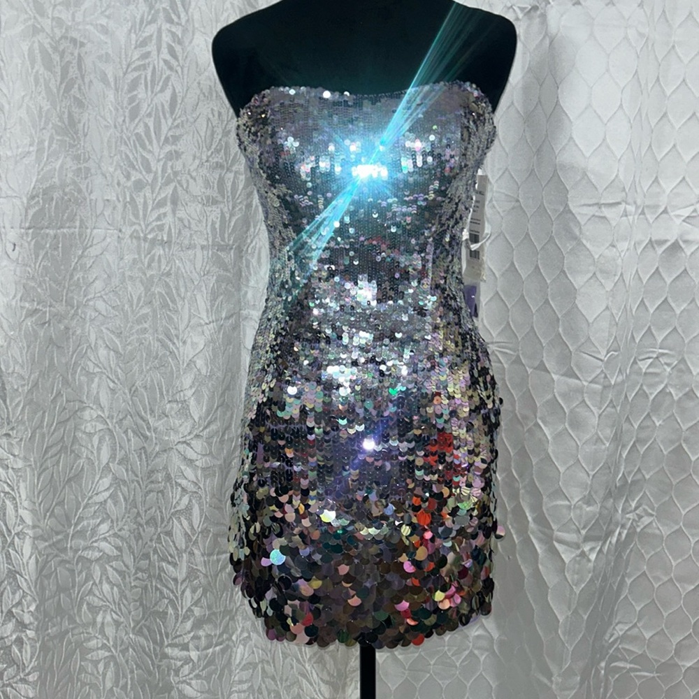 Sherri Hill Sequin Strapless Purple Dress size 2